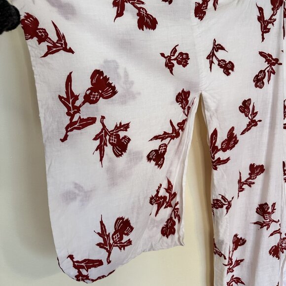 Vintage Kimono White & Red Floral Cotton Lightweight Robe Open Front Japanese - Picture 7 of 7